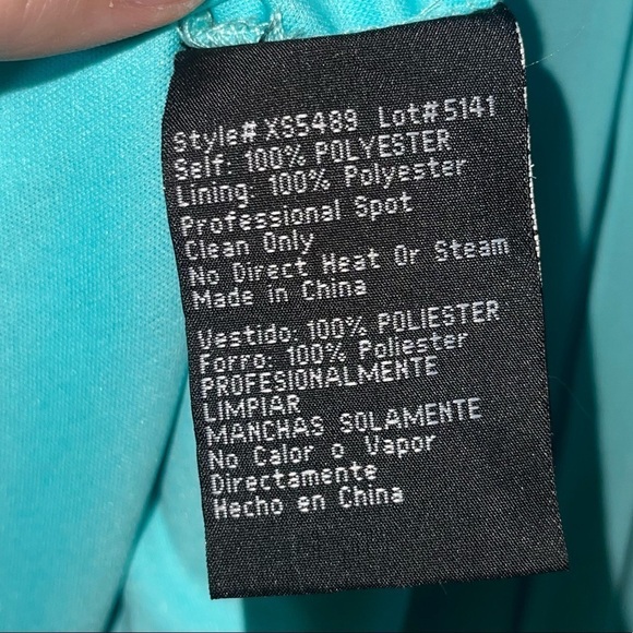 XSCAPE Jade Blue Embellished Strapless Hi Low Hem Mini Dress Size 4 - Picture 9 of 11